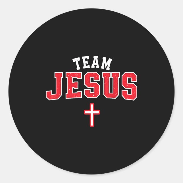 Team Jesus - Funny Christian Cross Emblem Faith St Classic Round Sticker (Front)