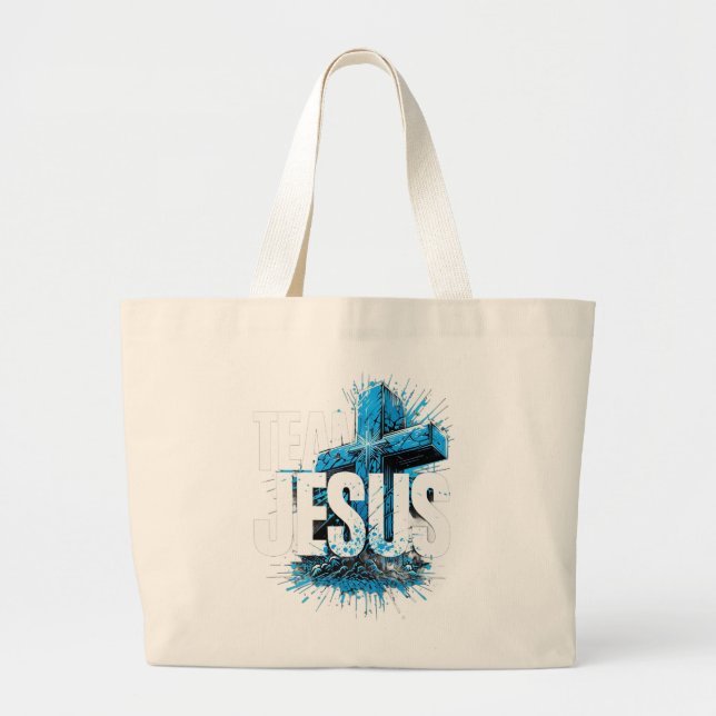 Team Jesus Tote Bag | Christian Cross Design (Front)