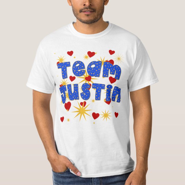 TEAM JUSTIN! T-shirts for Kids and Adults (Front)