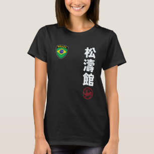 Team Karate Shotokan Brazil Flag Kanji Japanese Ma T-Shirt