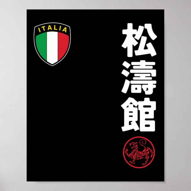 Team Karate Shotokan Italy Flag Kanji Japanese Mar Poster (Front)