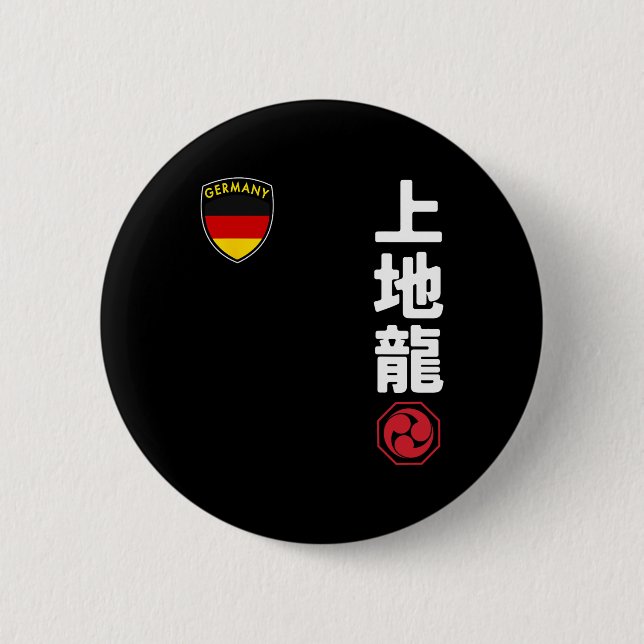 Team Karate Uechi Ryu German Flag Japanese Martial Button (Front)