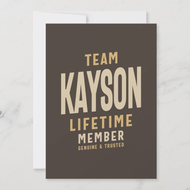Team Kayson Lifetime Member Personalized Name  Invitation (Front)