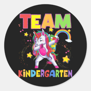 Team Kindergarten Dabbing Unicorn Back To School G Classic Round Sticker