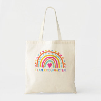Team Kindergarten Rainbow Girls Boys Teacher Back  Tote Bag