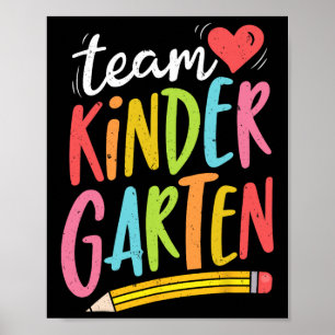 Team Kindergarten Teacher Student Fun Byck To Scho Poster