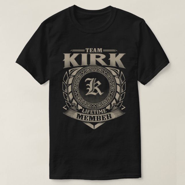 Team Kirk Family Name Vintage Crest T-Shirt (Design Front)