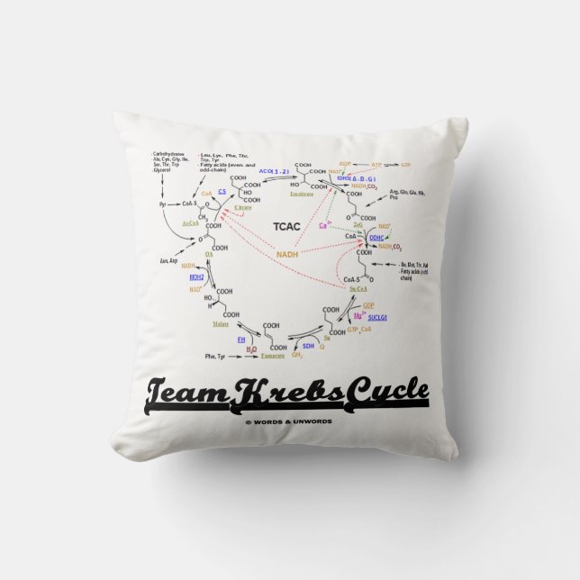 Team Krebs Cycle Biochemistry Geek Humor Throw Pillow (Front)