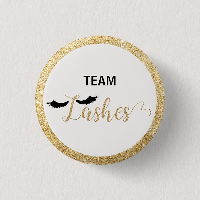 Team Lashes Gender Reveal Baby Shower Favor Game Button (Front)