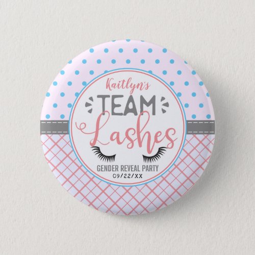 Team Lashes Modern Gender Reveal Party Button