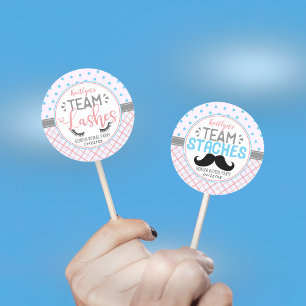 "Team Lashes" Modern Gender Reveal Party Classic Round Sticker