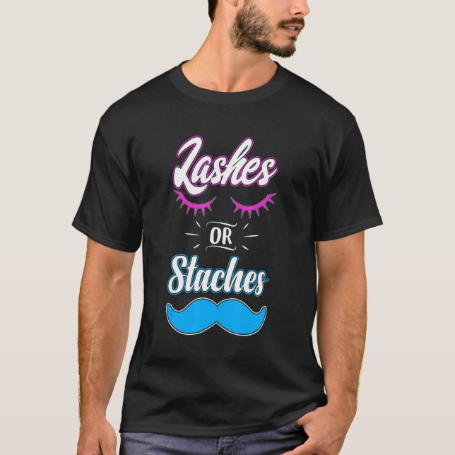 Team Lashes Or Staches Gender Reveal Pregnancy Ann T-Shirt (Front)