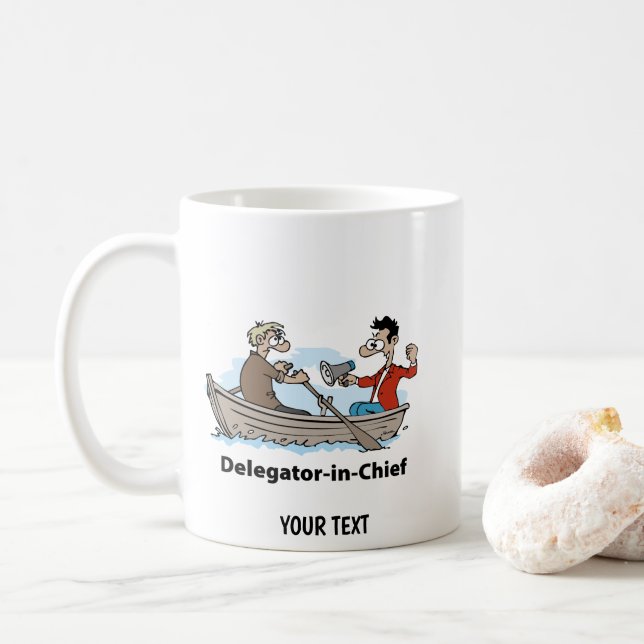Team Leader Cartoon Man Coffee Mug (With Donut)