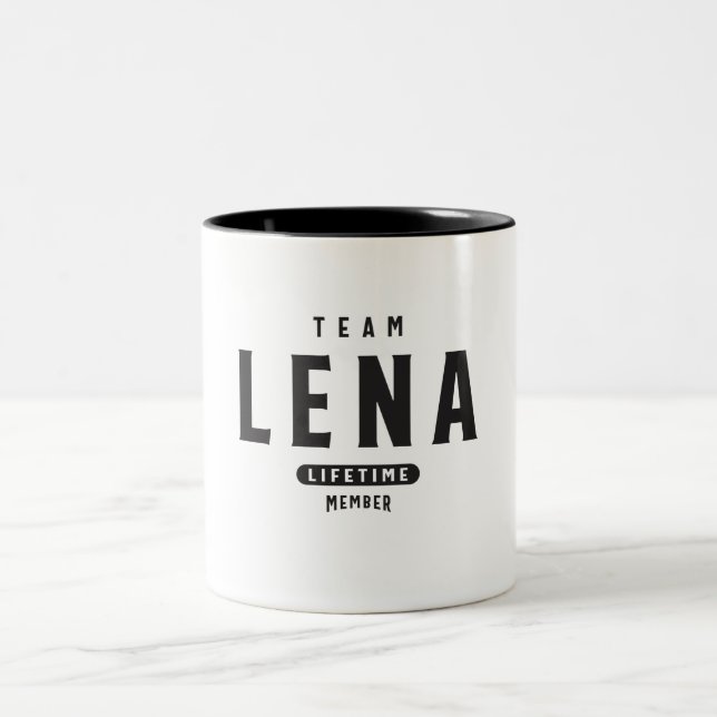 Team Lena Lifetime Member Personalized Name Two-Tone Coffee Mug (Center)