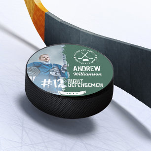 Team Logo Hockey Player Name Jersey Number & Photo Hockey Puck