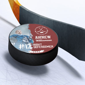 Team Logo Hockey Player Name Jersey Number & Photo Hockey Puck
