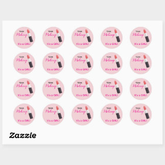 TEAM MAKEUP Stickers for Gender Reveal Party