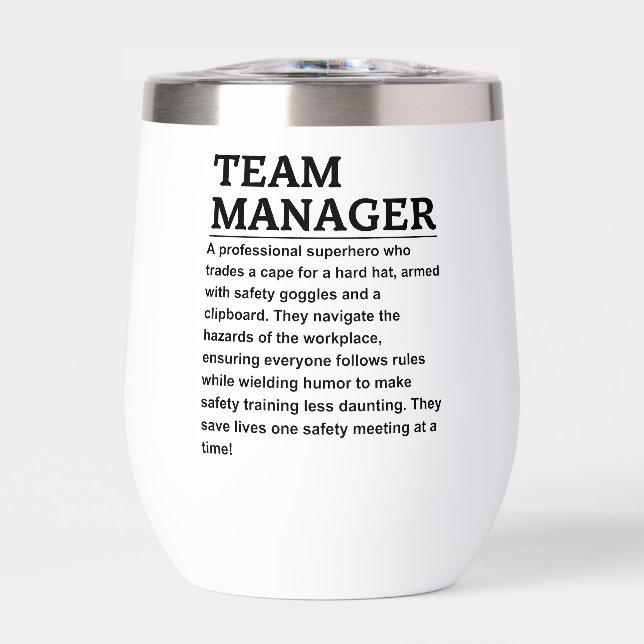 Team manager thermal wine tumbler (Front)
