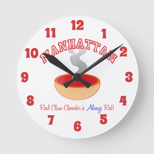 Team Manhattan Clam Chowder Round Clock (Front)