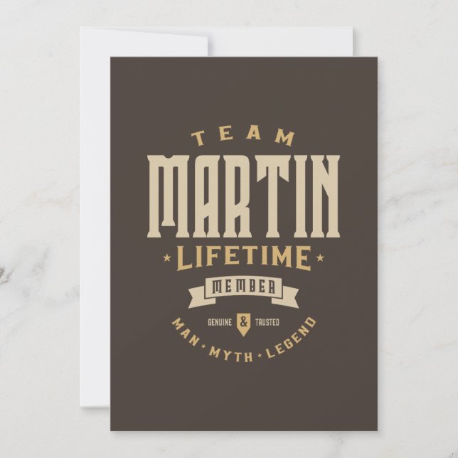 Team Martin Lifetime Member Personalized Name Invitation (Front)