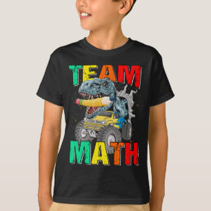 Team Math Monster Truck Dinosaur Boys T-Shirt