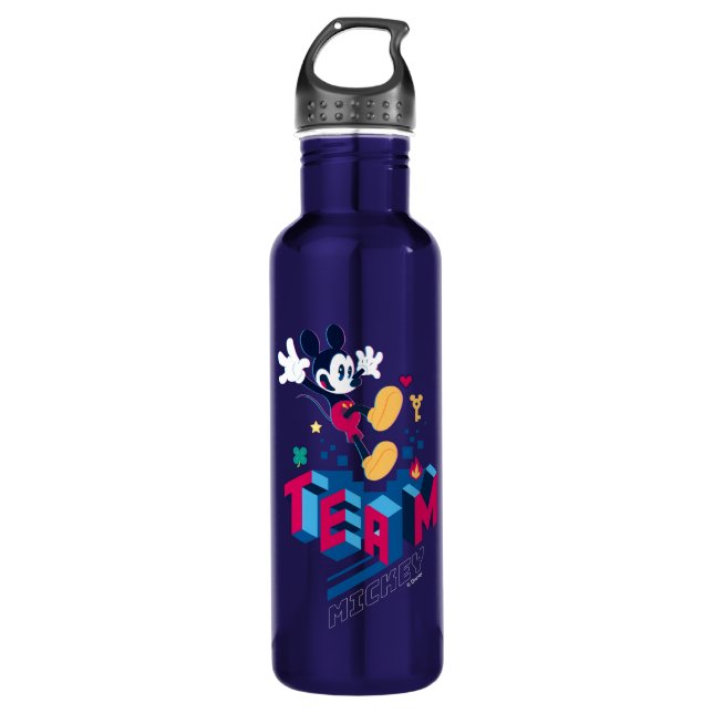 Team Mickey Digital World Stainless Steel Water Bottle (Front)