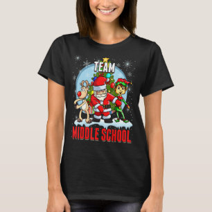 Team Middle School Santa Elf Reindeer Flossing Kid T-Shirt