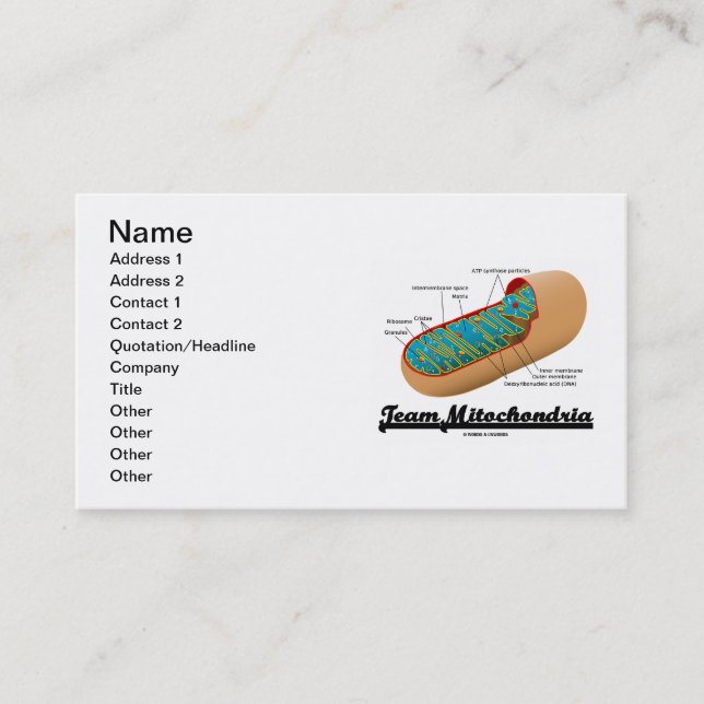 Team Mitochondria (Mitochondrion Cell Energy) Business Card (Front)