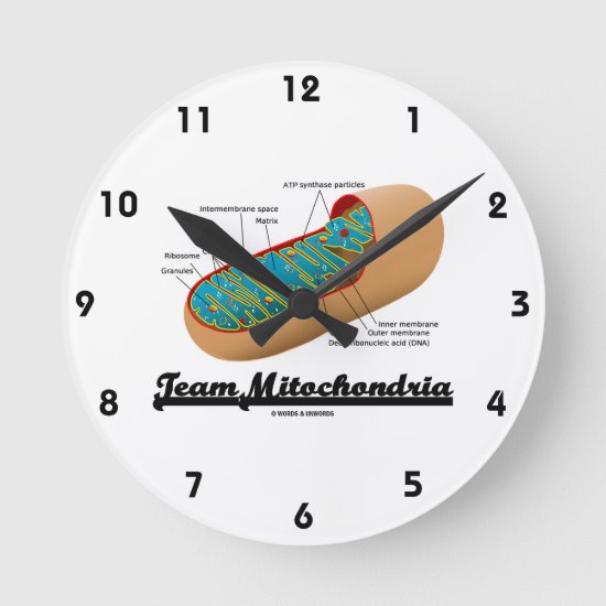 Team Mitochondria (Mitochondrion Humor) Round Clock