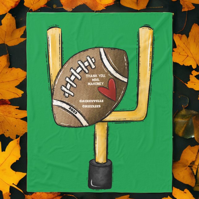 Team Mom Cute Personalized Football Gift Fleece Blanket (Creator Uploaded)