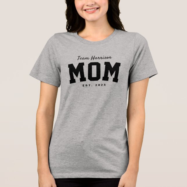 Team mom cute simple personalized black Tri-Blend shirt (Front)
