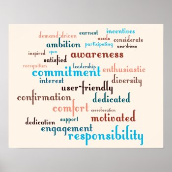 Team Motivation Word Cloud Customizable Background Poster by FalconsEye at Zazzle