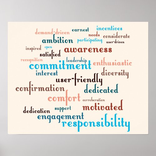Team Motivation Word Cloud Customizable Background Poster