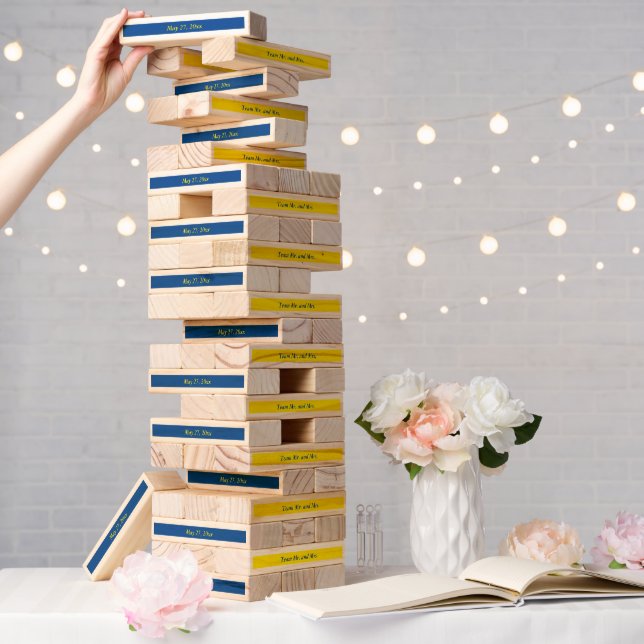Team Mr. and Mrs. & wedding date topple tower game (Wedding)