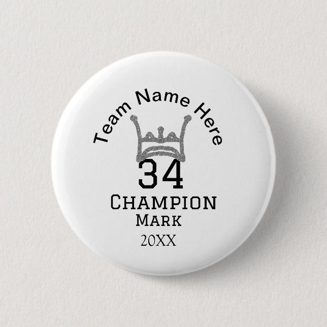 team name add player name date sports men  button (Front)