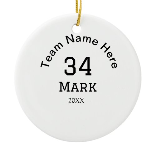 team name add player name date sports men  ceramic ornament
