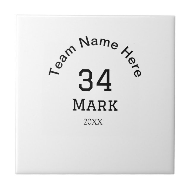 team name add player name date sports men  ceramic tile (Front)