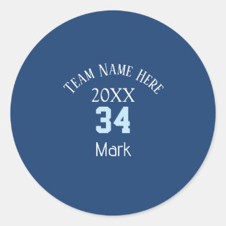 team name add player name date sports men  classic round sticker