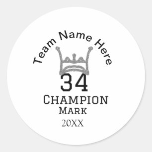 team name add player name date sports men classic round sticker