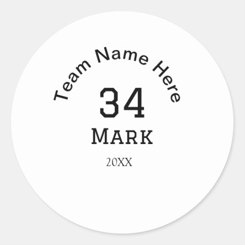 team name add player name date sports men  classic round sticker