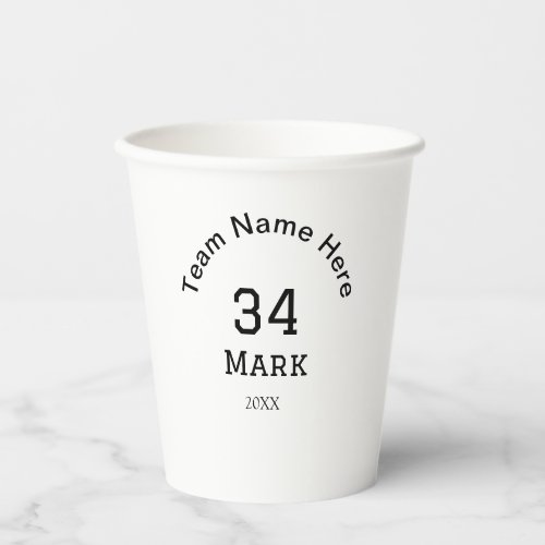 team name add player name date sports men  paper cups