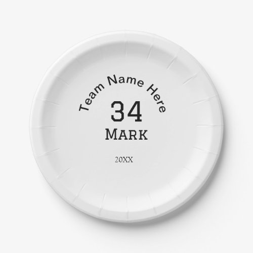 team name add player name date sports men  paper plates