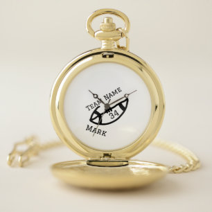 team name add player name date sports men pocket watch