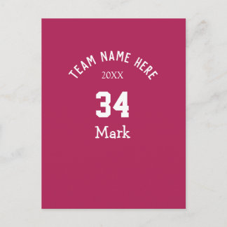 team name add player name date sports men postcard