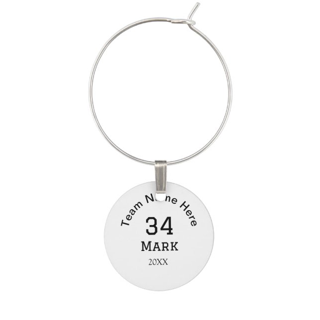 team name add player name date sports men  wine charm (Front)