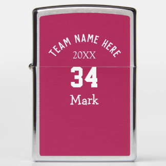 team name add player name date sports men zippo lighter