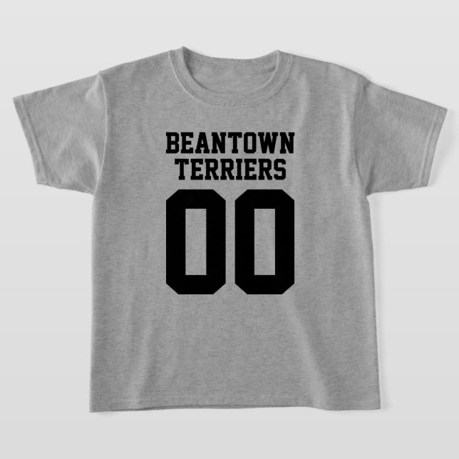 Team Name and Jersey Number Front Back T-Shirt (Laydown)