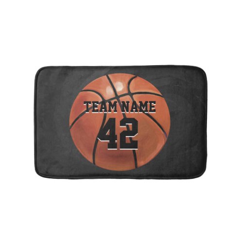 Team Name and Number Basketball Bath Mat