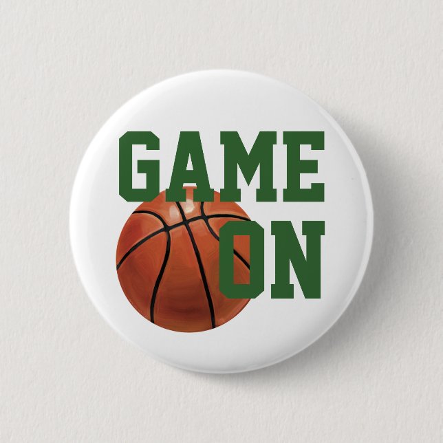 Team Name and Number Basketball Button (Front)