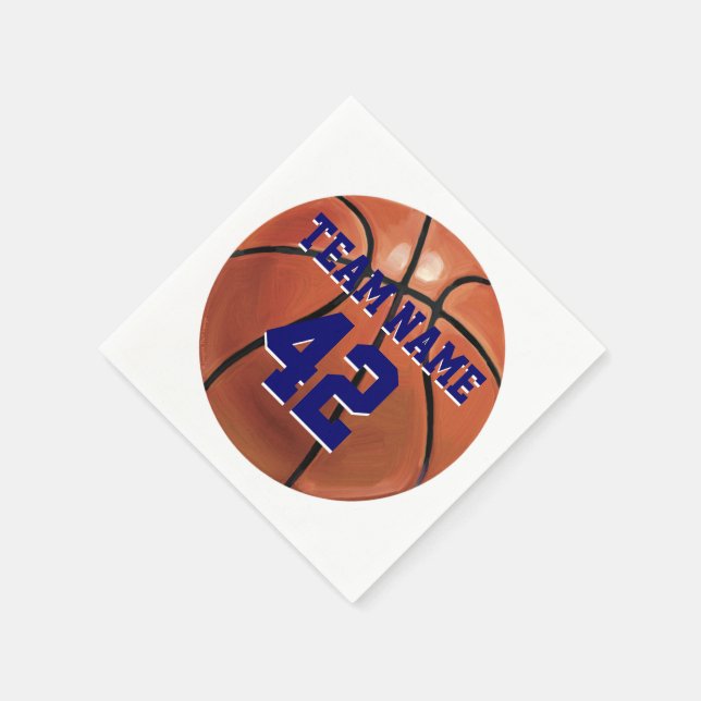 Team Name and Number Basketball Napkins (Corner)